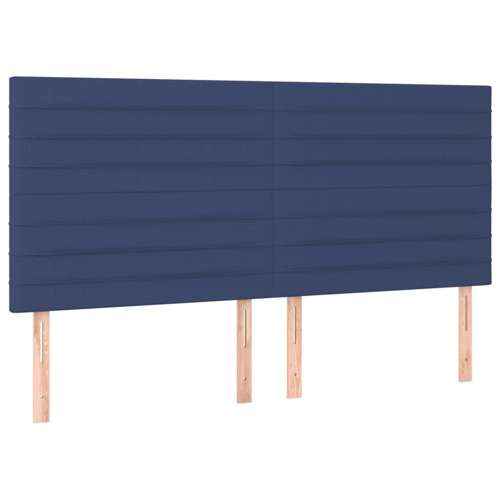 Zagłówek z niebieskiego materiału, 180 x 5 x 118/128 cm, z regulacją wysokości, wytrzymały zagłówek tapicerowany do ramy łóżka, do sypialni