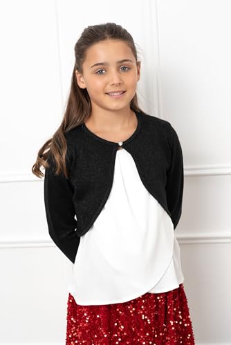 Image of BOLEROSE Girls Long Sleeve Sparkle Cardigan Childrens Kids Bolero Shrug
