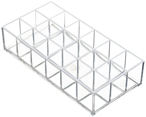 iDesign boîte Gloss et Rouge à lèvres, Makeup Organizer pour 18 Rouges à lèvres de la Collection Exclusive Sarah Tanno, Rangement Salle de Bain en Plastique pour Gloss, Transparent