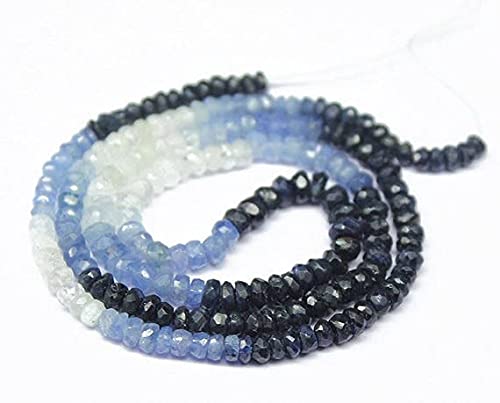 Saphir bleu perles rondelles facettées haut de gamme pour création bijoux de luxe