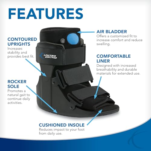 Image of United Ortho Short Air Cam Walker Fracture Boot, Extra Large, Black