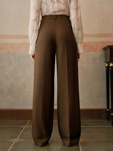 Image of KERI PERRY Trousers for Woman Pants Women's Formal Office Korean | Black Beige Track Pant | Straight | Cotton Spandex Stretchable Trouser | High-Waisted Bottom Wear