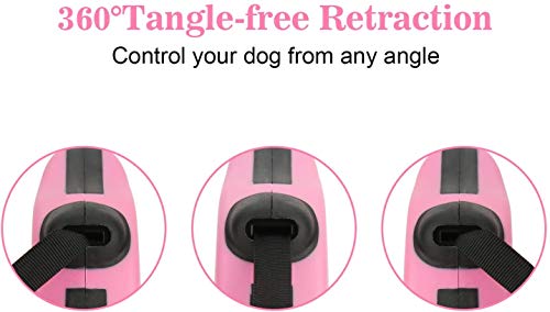 Retractable Dog Leash, Pet Walking Leash with Anti-Slip Handle, Strong Nylon Tape, Tangle-Free, One-Handed One Button… - Image 5