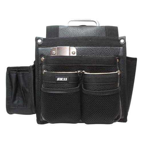 SK11 匠 仮枠大工釘袋 大型 底部補強 内側ポケット付 スミツボも収納 ノミ差し レザー SC-12