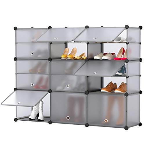 LANGRIA 15-Cube Shoe Rack DIY Organizer Units with Extra Dividers, Cubby Modular Shelving