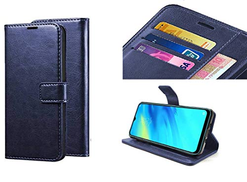 Image of ClickCase Vintage Series for Realme Narzo 20 pro Faux Leather Wallet Flip Case Kick Stand with Magnetic Closure Flip Cover for Realme Narzo 20 pro (Navy Blue)