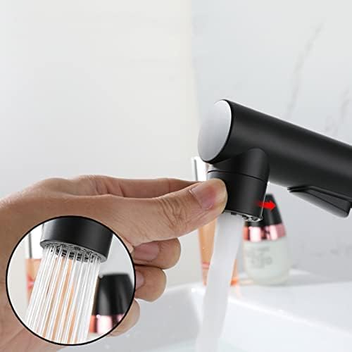 Robinetterie de salle de bain de lavabo monobloc noir avec douchette extensible