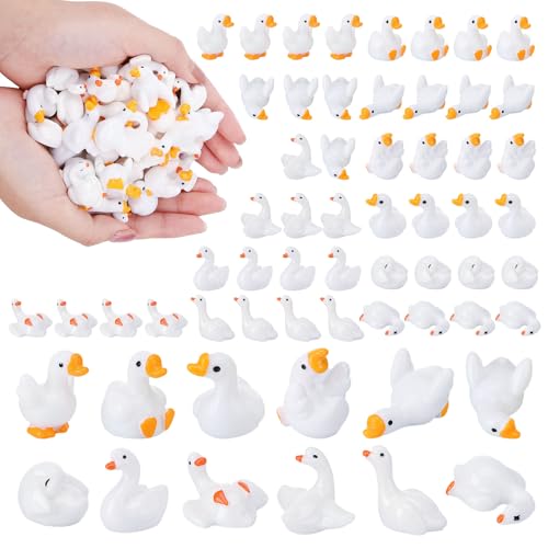 GGSTDDUP 48Pcs Mini Resin Gooses Figurines 12 Styles Small Resin Geese Garden Goose Accessories for Party Favors Bag Fillers Dollhouse Decor