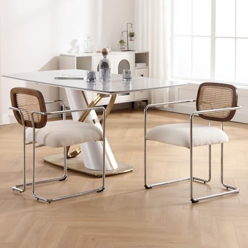chairus Chaise de Salle à Manger Lot de 2 Chaise Rotin en Fausse Fourrure Fauteuil Salon Chaise de...