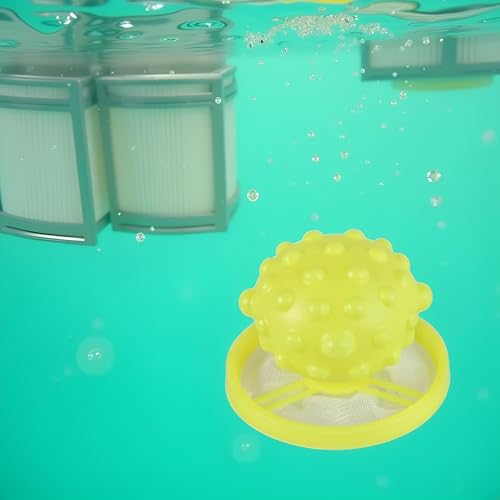 Image of 1Pc Yellow Pet Hair Remover for Laundry Reusable Hair Catcher,Pet Hair Remover Laundry， Laundry Float Trap Mesh Bag Washing Machine Hair Filter Washer Portable Hair Remover Washing Balls Lint Remover