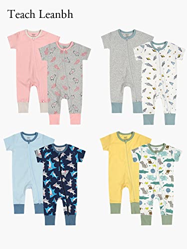 Teach Leanbh Baby Boys Girls 2 Pack Footless Pajamas Cotton Short Sleeve Printing Romper Sleep And Play 3-24 Months (Rocket, 12-18 Months) #TOP5