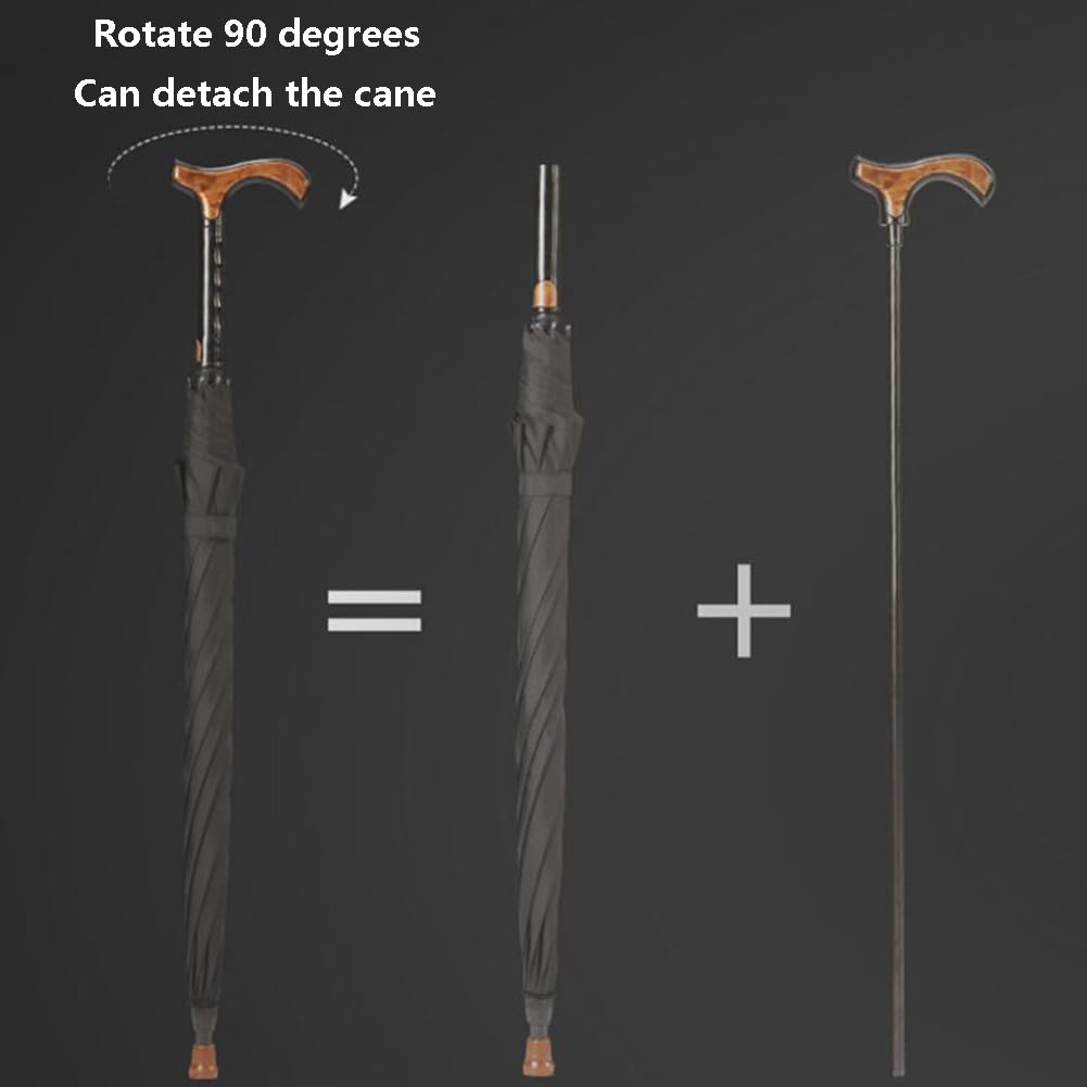 Parasol laski do chodzenia, odporny na zużycie, wiatroszczelny design, wielofunkcyjna kula z długim uchwytem dla mężczyzn i kobiet, 86 cm