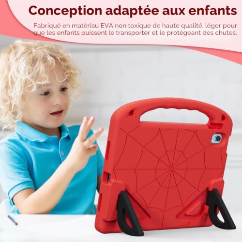 Coque iPad A16 2025 protège écran enfant pour dessiner et voyager en rouge - 5