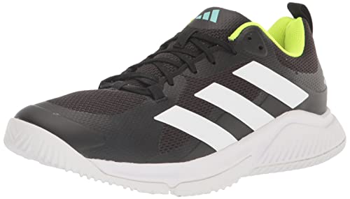 adidas Tênis feminino Court Team Bounce 2.0 Indoor, Core Black/White/Flash Aqua, 41