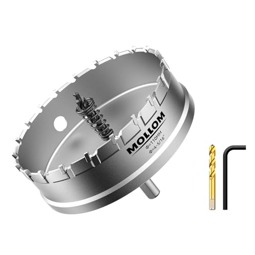 Mollom 4-5/16" (110mm) Heavy Duty Carbide Hole Saw with 2 Pilot Bits