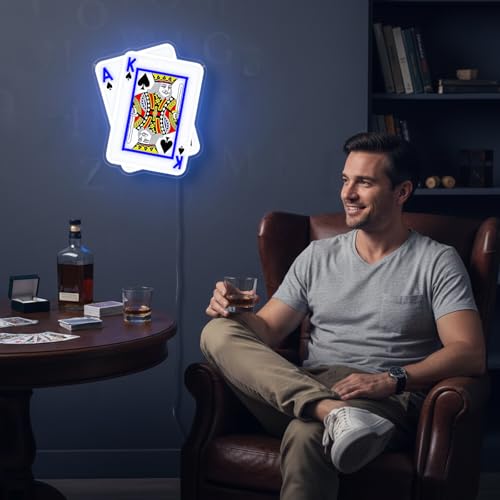 Image of inchA,K inchPoker Neon Signs for Wall Decor LED Playing Cards Neon Light for Poker Room Casino Bar Man Cave Decorations Bedroom Birthday Party Gift for Teens Poker Players