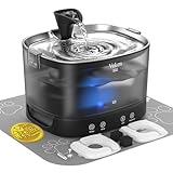 Veken Cordless Cat Water Fountain with Stainless Steel Tray & Secure Clips, 5200 mAh Battery Operated Pet Drinking Dispenser with LED Light, 85oz/2.5L Wireless Fountain for Cats, Dogs and Small Pets