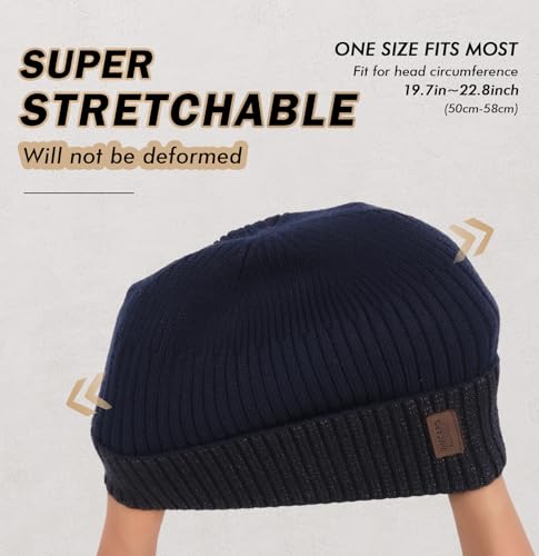 Image of Wmcaps Warm Beanie for Men Women, Fleece Lined Beanie Warm Winter Caps Unisex Fashion Knit Cuffed Cap