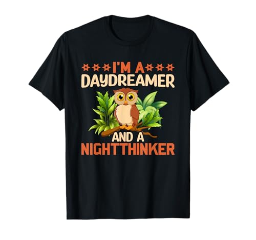 I'm Daydreamer and a Night Thinker Apparel para niñas y niños con diseño de búho Camiseta
