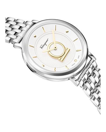 Ferragamo Minuetto Collection Luxury Womens Watch Timepieces with a Silver Bracelet Featuring a Stainless Steel Case and a White Dial3