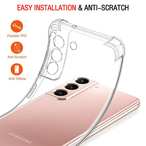 Image of Lustree Back Cover Transparent Case Compatible with Samsung Galaxy S22 | Clear + TPU Case with 4 Corner Air Cushion Protection & Camera Protection | Slim& Stylus Cover