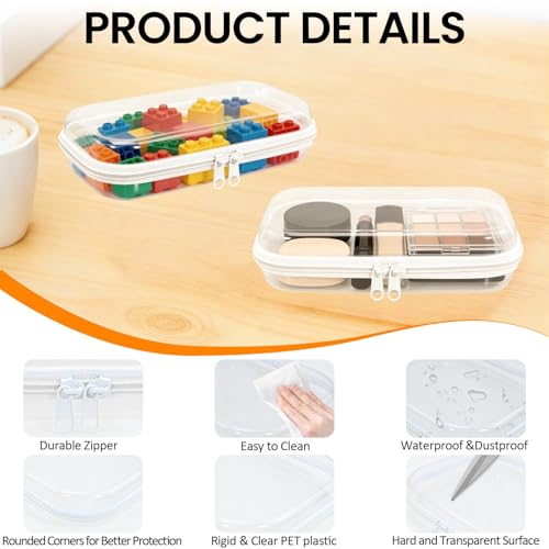 Image of Thickened Clear Hard Shell Zipper Case,Professional-Grade Plastic Clear Zipper Pencil Case, Toiletry Pouch, Travel Organizer, Cosmetic Bag, Toy Storage Bins (2PCS-M)