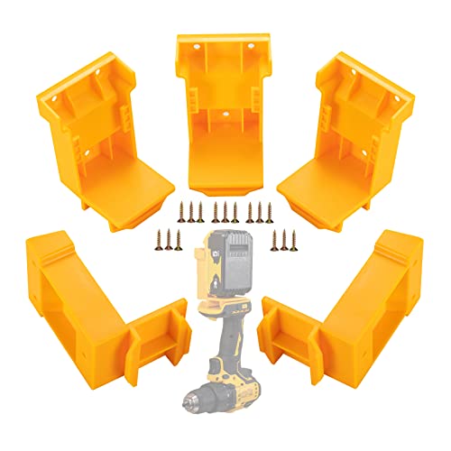 5 Packs Tool Mount for Dewalt 18V,20V Drill; Battery Holder for Dewalt 20V Battery MOUNTS/Hanger/Dock Holder Fit for DCB203 DCB205 DCB200 Battery,also mount for Milwaukee M18 battery and 18V tool