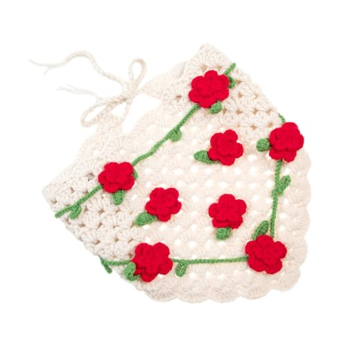 Handmade Crochet Women's Triangle Headscarf, 3D Floral Soft Skin-Friendly Cotton Cute Hair Wrap4