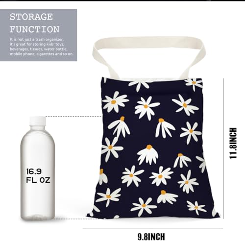 Image of Daisy Decor Car Trash Bag Car Garbage Bag Hanging Cars Trash Can Spring Decor Waterproof Cars Back Seat Organizer for Vehicle Travelling Camping