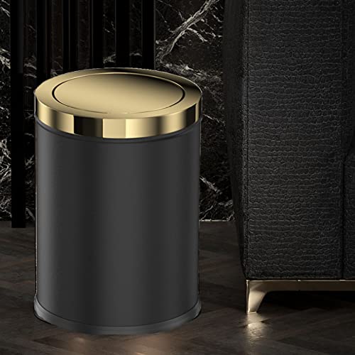 Caneca de basura de cocina con tapa basculante 15 litros acero inoxidable negro oro miniatura 2