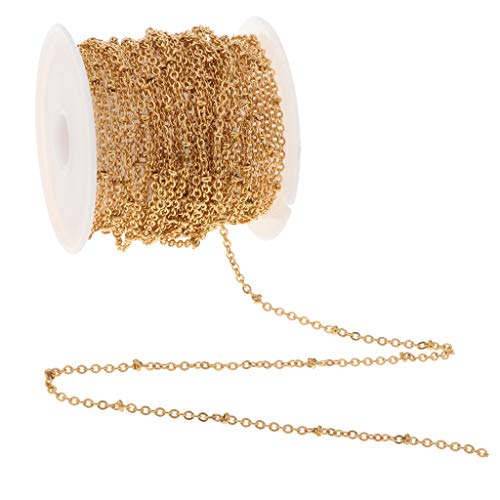 Sharplace Chaîne de Câble en Acier Inoxydable Doré pour Chaîne de Bijouterie de Femmes Hommes DIY Faisant 2mm, Chaîne de Perles Boule d'or