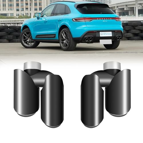 Carbon Fiber Dual Exhaust Tips for 2019-2025 Porsche Macan 2.0T Stainless Steel Tailpipe Tip (2pcs Black)