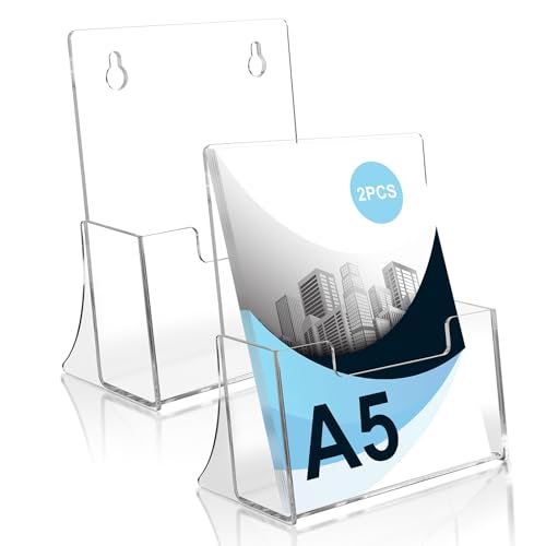 Samamoca 2 Stück Acryl Flyerständer A5 A5 Clear Leaflet Holder Tisch-Prospektständer Flyer Aufsteller Prospekthalter Din Prospektständer Flyerständer Für Büros Theke Hotel Shop Restaurant