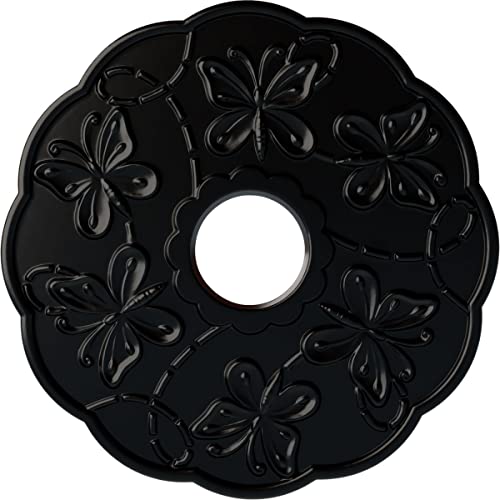 Image of Ekena Millwork CM17TSBLFDecorative Ceiling Medallions Modeled After Original Historical Patterns & Designs, Jet Black