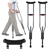 Achselkrücken, Krücken, Unterarmgehstützen Gehstützen 150 KG Belastbar, Leicht Aluminium Krücken mit Weichen Unterarm und Handauflagen für Behinderte nach Beinverletzungen Operationen, 1 Paar