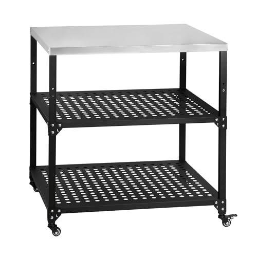 BBQ-Toro Carro de barbacoa 80 x 80 x 83 cm | Negro | Mesa de barbacoa con gran superficie de trabajo | Mesa auxiliar para barbacoa al aire libre con bandeja de acero inoxidable