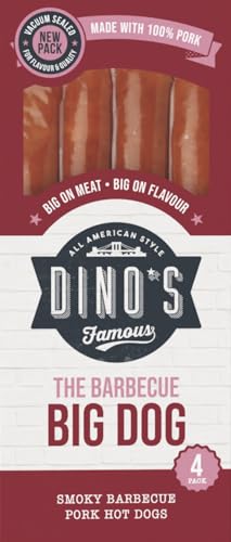 Dinos Famous All American Style Barbecue Big Dog 4 Hot Dogs 360 g