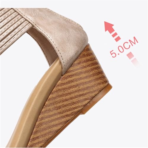 Ladies Platform Wedge Sandals, Breathable Open Toe Zip Back Summer Wedges Sandals for Women, Comfortable Roman Shoes, for All Kinds of Clothes Such as Jeans, Casual Pants, Long Skirts4