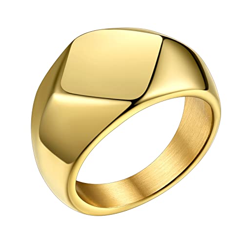 Bestyle Bague de Chevalière pour Homme Non Personnalisé Acier Inoxydable Bague Brillante Losange...