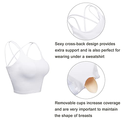 Vorcy Womens Padded Sports Bra Fitness Workout Running Camisole Crop Top with Built in Bra3
