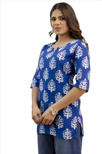 Image of Women's Short Kurti in TopsTunic Rayon Cotton Blend | Ladies Ethnic Tunic