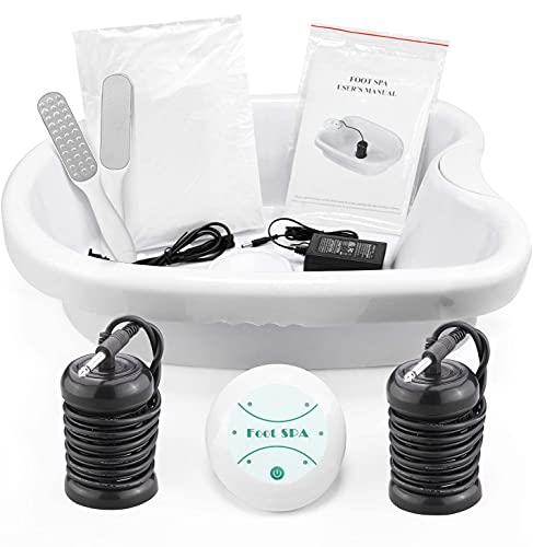 Ionic foot detox machine Ion detox foot bath Machine, Portable Chi Detox Foot Spa Ionic Cleanse Bath Machine, Foot Bath Spa with 2 Foot Files, 100 Liners, 2 Arrays