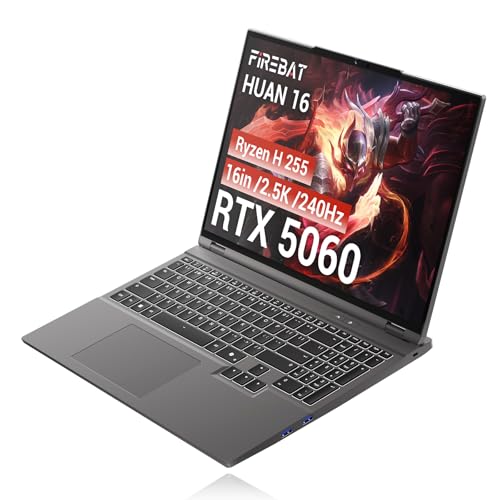 FIREBAT �Q�[�~���O�m�[�g�p�\�R���ARTX 5060 GPU�A240Hz 2560x1600�f�B�X�v���C�A���^���{�f�B�AAMD Ryzen7 H255 CPU�A�g���\�ȃX�g���[�W�i16GB DDR5 RAM�A512GB SSD�j�A�Q�[�}�[/��w��/
