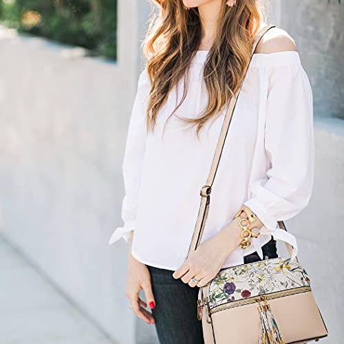 Dasein Women Tassel Zipper Pocket Crossbody Bag Shoulder Purse Fashion Travel Bag with Multi Pockets2