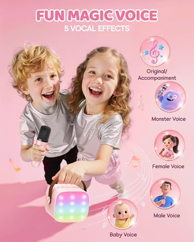 Image of YLL Upgraded Mini Karaoke Machine with 3 Wireless Microphones Toy for Kids, 2026 Top Birthday Gifts for Girls Boys, Portable MP3 Player for Ages 3, 4, 5, 6, 7, 8, 9, 10, 11, 12+ Year Old Party (P-Ink)