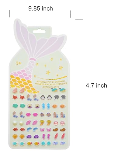 Image of Stick On Earrings - Girls 3D Unicorn Sticker Earrings Self-Adhesive Glitter Craft Gem Stickers (Mermaid)