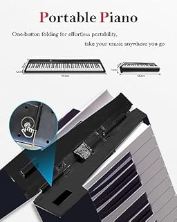 Longeye Foldable Piano Keyboard 88 Key Folding Piano Portable Electric Keyboard Semi Weighted Digital Piano for Beginners with Headphone, Sustain Pedal, Music Rest, Carry Case (Enhanced Sound)