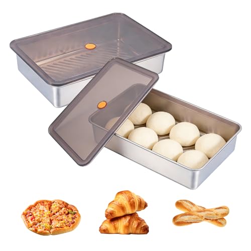 eupdd Bac A Paton Pizza 2 Pièces: Boîte À Boules À Pizza Avec Couvercle, Boîte À Pâte À Pizza Pour Fermentation Et Levain, Boite A Paton Pizza Pour...