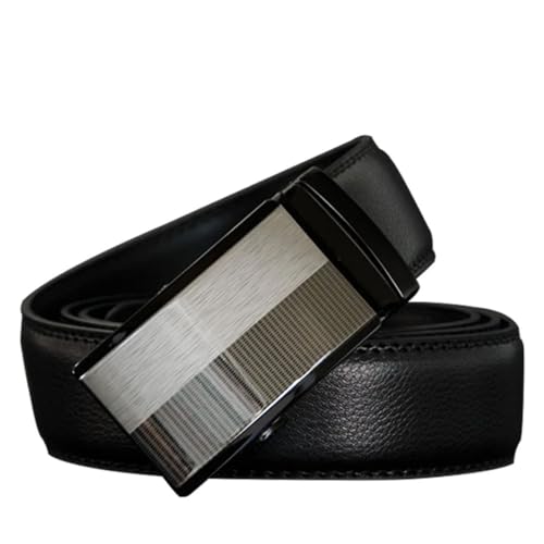 Men's Solid Color 3.5Cm Leather Belt Automatic Buckle Alloy Buckle Casual Belt3