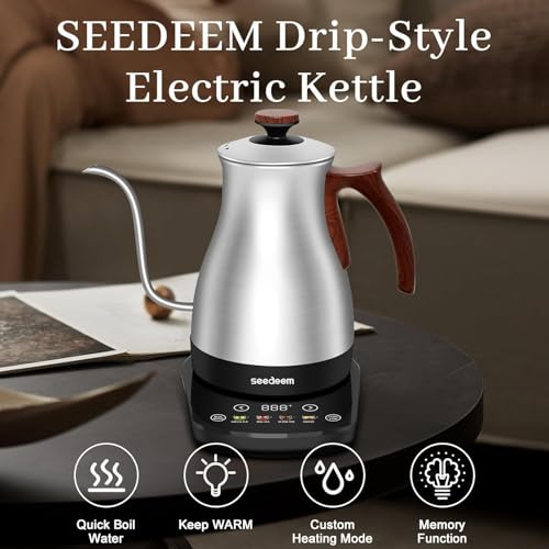 Tetera Eléctrica SEEDEEM 1L Acero Inoxidable Plateada miniatura 5